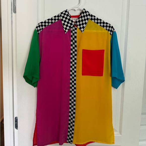 Authentic Vintage Colour Block Checkerboard Button Up - Picture 5 of 6